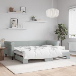 vidaXL világosszürke kihúzható szövet heverő 90 x 200 cm (3197771)