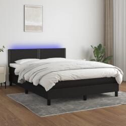 vidaXL fekete szövet rugós és LED-es ágy matraccal 140x190 cm (3133071)