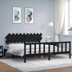 vidaXL fekete tömör fa ágykeret fejtámlával 200 x 200 cm (3193490)