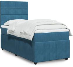 vidaXL sötétkék bársony rugós ágy matraccal 80 x 200 cm (3292194)