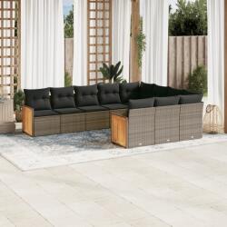 vidaXL 10 részes szürke polyrattan kerti ülőgarnitúra párnákkal (3260422)