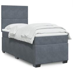 vidaXL sötétszürke bársony rugós ágy matraccal 100 x 200 cm (3293129)