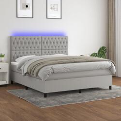 vidaXL világosszürke szövet rugós és LED-es ágy matraccal 160x200 cm (3135125)
