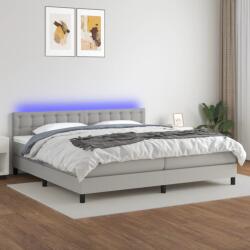 vidaXL világosszürke szövet rugós és LED-es ágy matraccal 200x200 cm (3133501)
