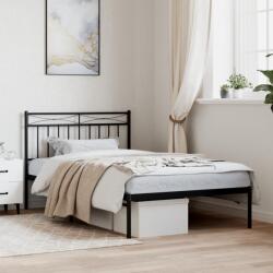 vidaXL fekete fém ágykeret fejtámlával 107 x 203 cm (373687)