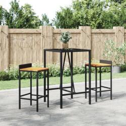 vidaXL fekete polyrattan üveglapos bárasztal 70 x 70 x 110 cm (362586)