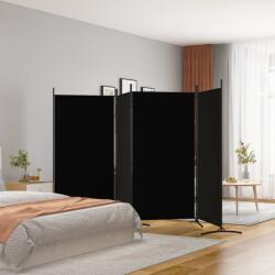 vidaXL 4 paneles fekete szövet térelválasztó 346x180 cm (350265)