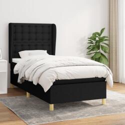 vidaXL fekete szövet rugós ágy matraccal 90x200 cm (3128815)