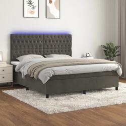 vidaXL sötétszürke bársony rugós és LED-es ágy matraccal 180x200 cm (3136318)
