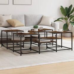 vidaXL füstös tölgy színű szerelt fa dohányzóasztal 121 x 121 x 40 cm (839070) - vidaxl