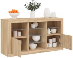 vidaXL sonoma tölgy színű tálalószekrény LED-világítással 123x37x67 cm (3209081)
