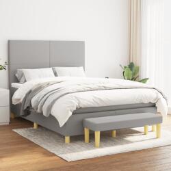 vidaXL világosszürke szövet rugós ágy matraccal 140 x 190 cm (3136989)
