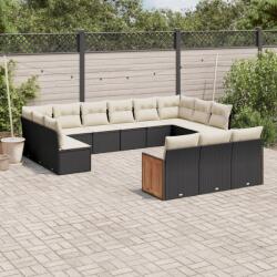 vidaXL 13 részes fekete polyrattan kerti ülőgarnitúra párnákkal (3260537)