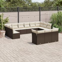 vidaXL 13 részes barna polyrattan kerti ülőgarnitúra párnákkal (3250292)