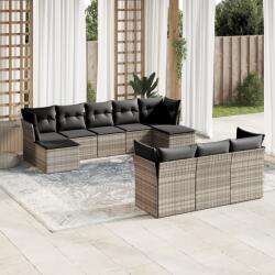 vidaXL 10 részes világosszürke polyrattan kerti ülőgarnitúra párnákkal (3250171)