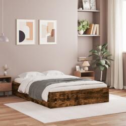 vidaXL füstös tölgy színű szerelt fa ágykeret fiókokkal 120 x 200 cm (3207284)