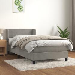 vidaXL világosszürke bársony rugós ágy matraccal 100 x 200 cm (3127535)