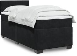 vidaXL fekete bársony rugós ágy matraccal 90x190 cm (3288500)