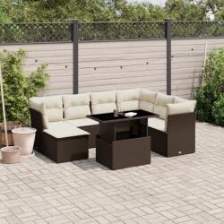 vidaXL 8 részes barna polyrattan kerti ülőgarnitúra párnákkal (3266763)