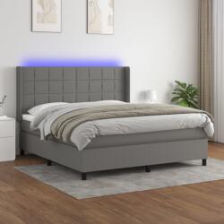 vidaXL sötétszürke szövet rugós és LED-es ágy matraccal 180 x 200 cm (3138334)
