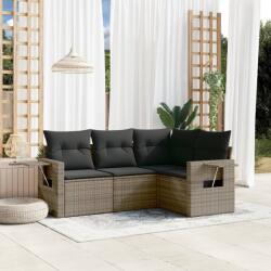 vidaXL 4 részes szürke polyrattan kerti ülőgarnitúra párnákkal (3220109) - vidaxl