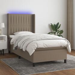 vidaXL tópszínű szövet rugós és LED-es ágy matraccal 90x190 cm (3138441)