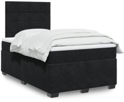 vidaXL fekete bársony rugós ágy matraccal 120 x 200 cm (3290884)