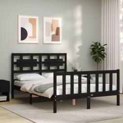 vidaXL fekete tömör fa ágykeret fejtámlával 140 x 190 cm (3192540)