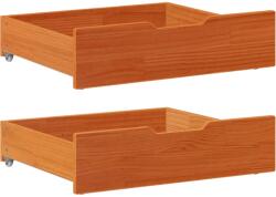 vidaXL 2 db viaszbarna tömör fenyőfa ágy alatti fiók 75 x 55 x 17 cm (850934)