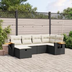 vidaXL 6 részes fekete polyrattan kerti ülőgarnitúra párnákkal (3265515)