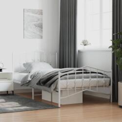 vidaXL fehér fém ágykeret fej- és lábtámlával 107 x 203 cm (373852)