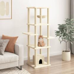 vidaXL krémszínű macskabútor szizál kaparófákkal 154 cm (172055) - vidaxl