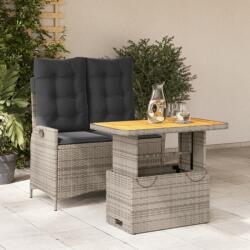 vidaXL 2 részes szürke polyrattan kerti étkezőgarnitúra párnákkal (3277466)