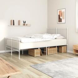 vidaXL fehér fém ágykeret fej- és lábtámlával 140 x 190 cm (350949)
