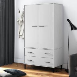 vidaXL OSLO fehér tömör fa gardróbszekrény fém lábakkal 90x55x172, 5 cm (350990) - vidaxl