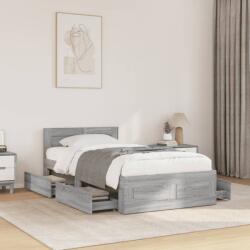 vidaXL szürke sonoma színű szerelt fa ágykeret fejtámlával 90 x 200 cm (3295588)