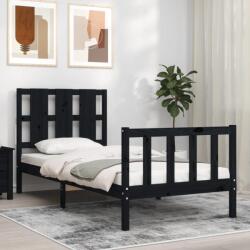 vidaXL fekete tömör fa ágykeret fejtámlával 100 x 200 cm (3192225)