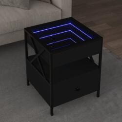 vidaXL fekete végtelen hatású LED-es dohányzóasztal 40 x 40 x 51 cm (847717) - vidaxl