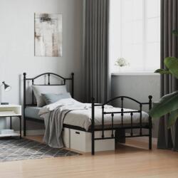 vidaXL fekete fém ágykeret fej- és lábtámlával 90 x 200 cm (353450)
