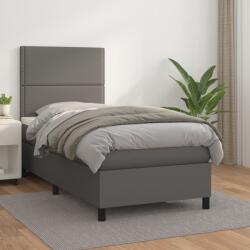 vidaXL szürke műbőr rugós ágy matraccal 100 x 200 cm (3142771)