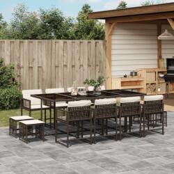 vidaXL 13 részes barna polyrattan kerti ülőgarnitúra párnákkal (3211521) - vidaxl