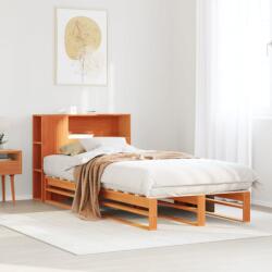 vidaXL viaszbarna tömör fa könyvespolcos ágy matrac nélkül 75 x 190 cm (3323907)