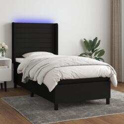vidaXL fekete szövet rugós és LED-es ágy matraccal 90x200 cm (3138367)