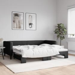 vidaXL fekete kihúzható szövet heverő 90x200 cm (3196580)