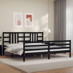 vidaXL fekete tömör fa ágykeret fejtámlával 200 x 200 cm (3193945)