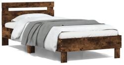 vidaXL füstös tölgyszínű szerelt fa ágykeret fejtámlával 100 x 200 cm (838530)