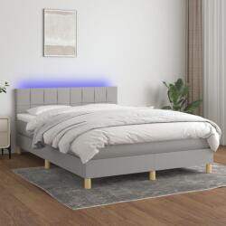vidaXL világosszürke szövet rugós és LED-es ágy matraccal 140x200 cm (3133717)