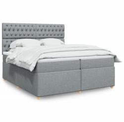vidaXL világosszürke szövet rugós ágy matraccal 200 x 200 cm (3291394)
