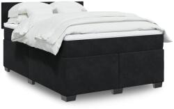 vidaXL fekete bársony rugós ágy matraccal 140x200 cm (3286326)