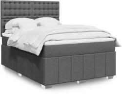vidaXL sötétszürke szövet rugós ágy matraccal 140 x 190 cm (3291678)